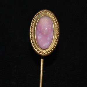 Antique Pink Glass Cameo Stick / Cravat Pin